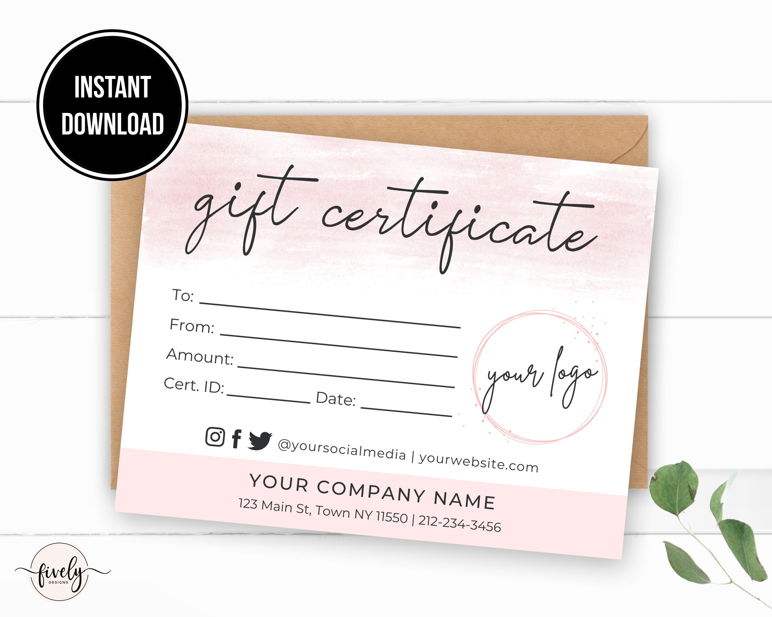 Gift Voucher Printable Gift Certificate Template Editable – Etsy