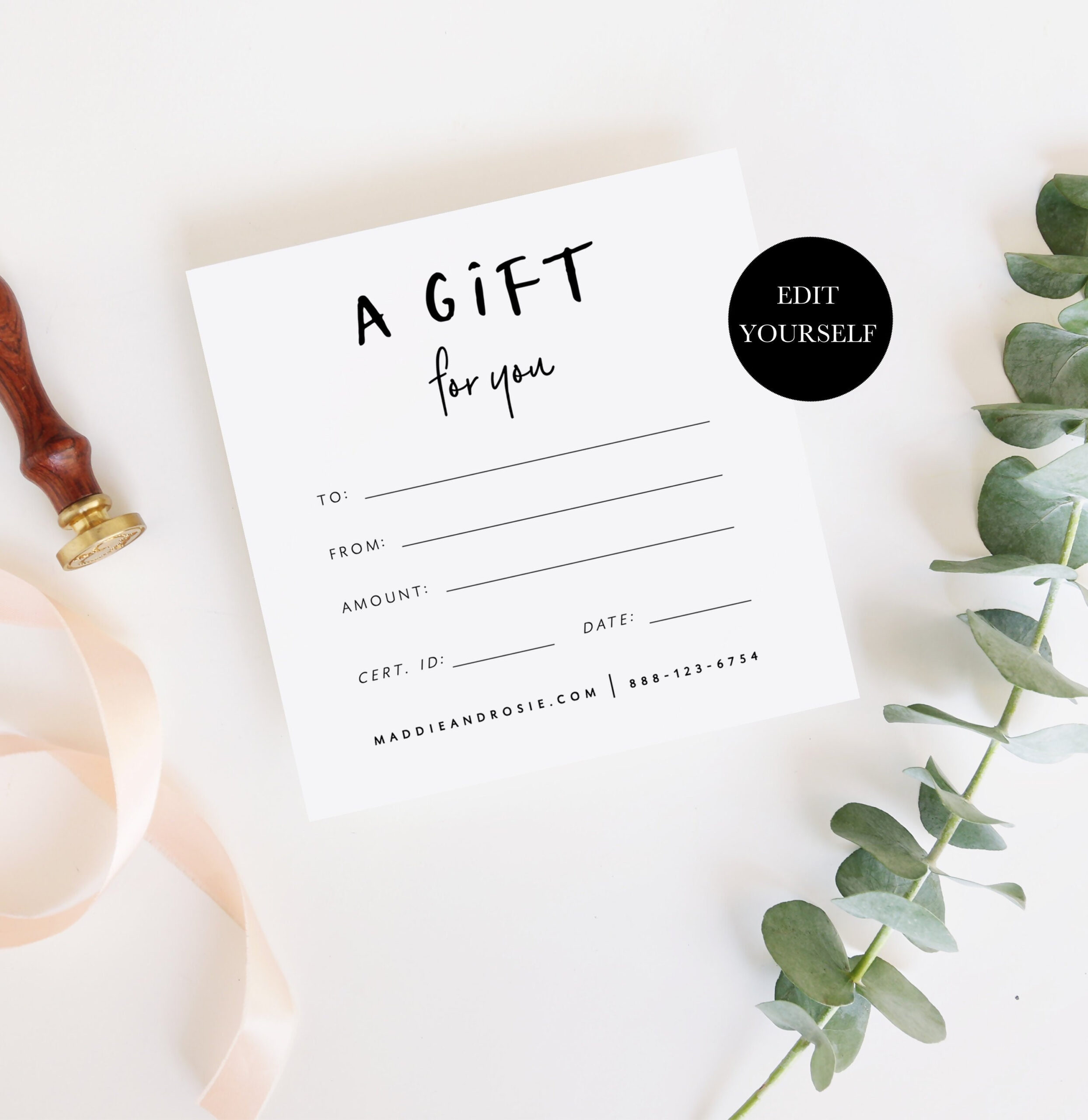 Gift Voucher Template Printable Voucher Download Editable – Etsy  With Homemade Gift Certificate Template