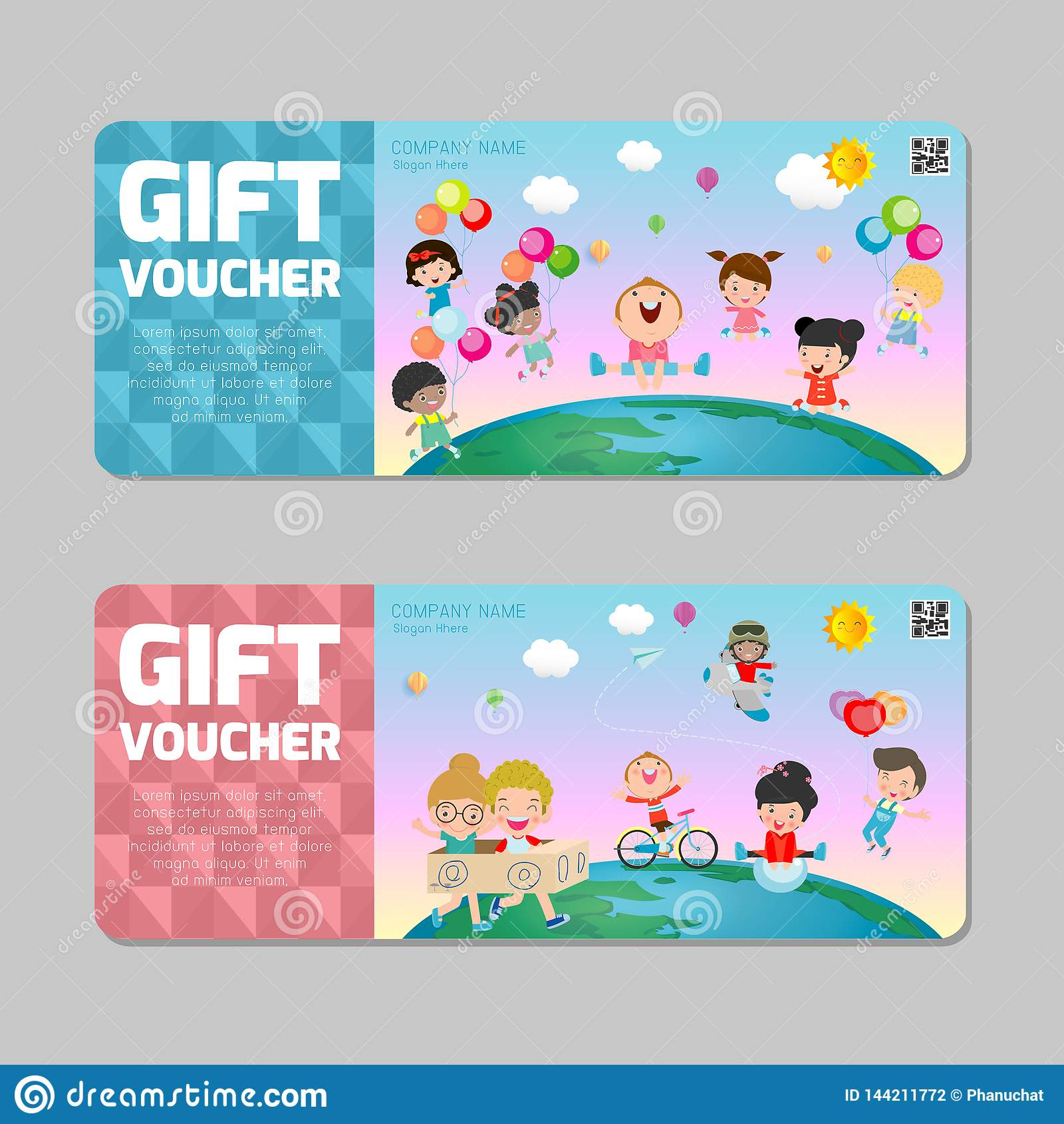 Gift Voucher Template with Colorful Pattern,cute Gift Voucher  Throughout Kids Gift Certificate Template