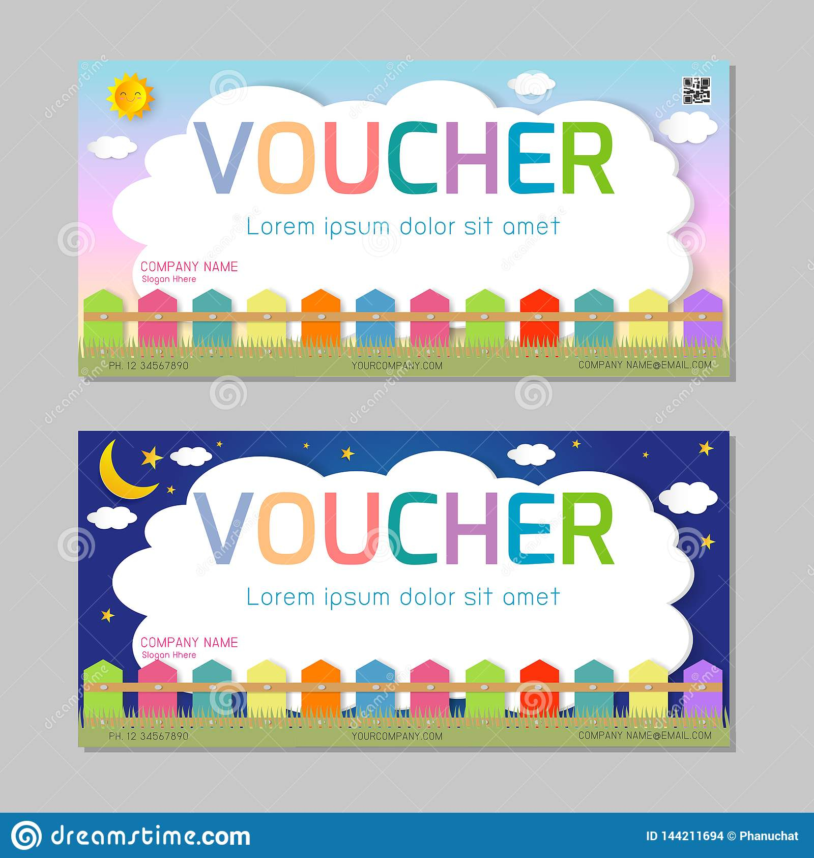 Gift Voucher Template with Colorful Pattern,cute Gift Voucher  Within Kids Gift Certificate Template