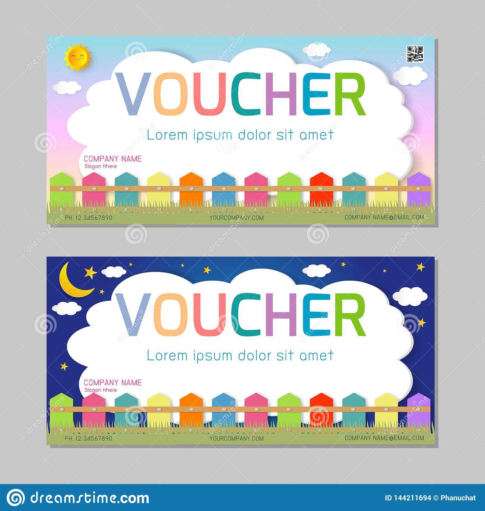 Gift Voucher Template With Colorful Pattern,cute Gift Voucher  Within Kids Gift Certificate Template