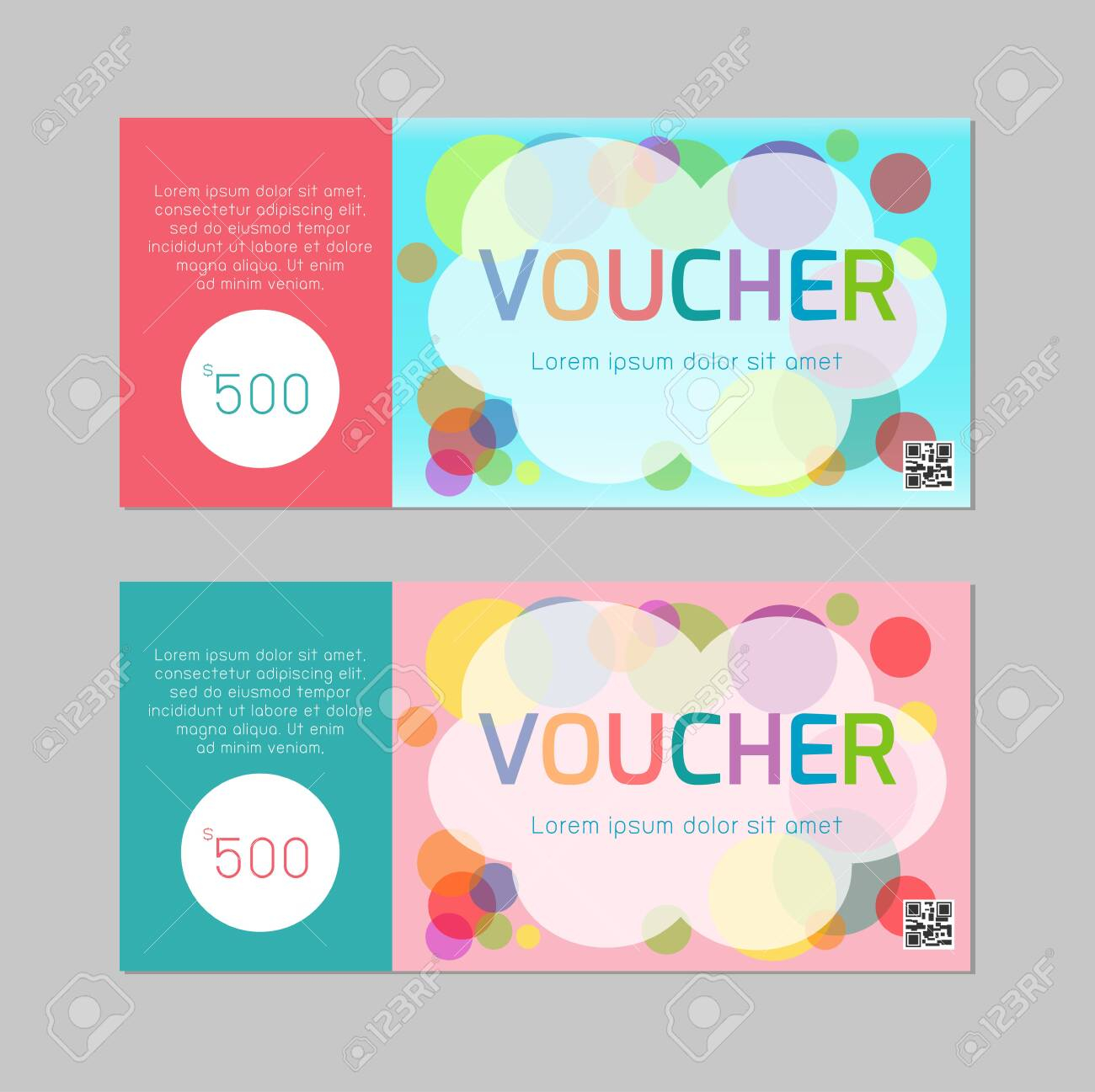 Gift Voucher Template With Colorful Pattern,cute Gift Voucher