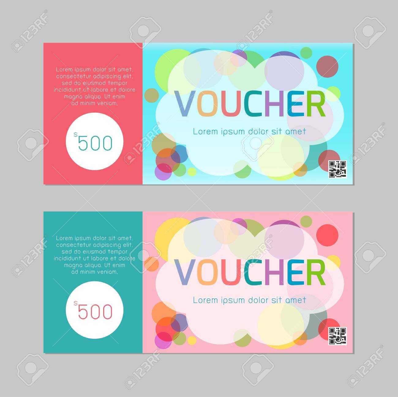 Gift Voucher Template With Colorful Pattern,cute Gift Voucher