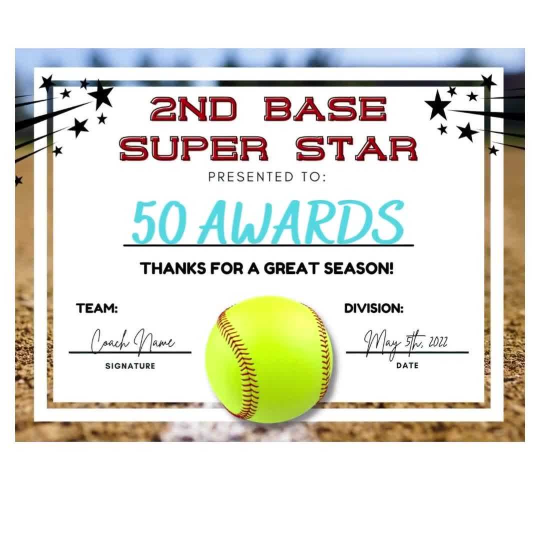 Girls Softball Team Award Certificates for Team Moms Coaches - Etsy