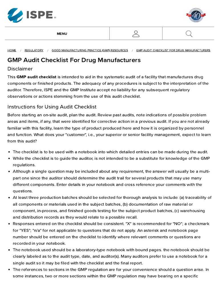 GMP Audit Checklist For Drug Manufacturers: Disclaimer PDF Intended For Gmp Audit Report Template GMP Audit Checklist For Drug Manufacturers: Disclaimer PDF Intended For Gmp Audit Report Template
