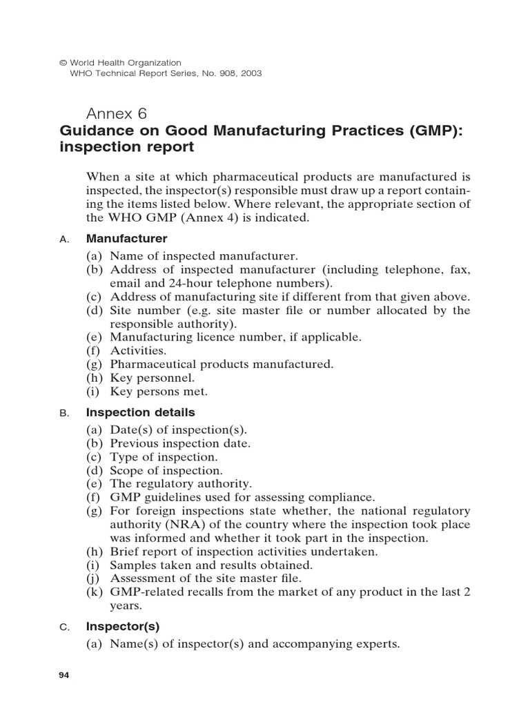 GMP-Inspection Report 10  PDF  Industries  Wellness