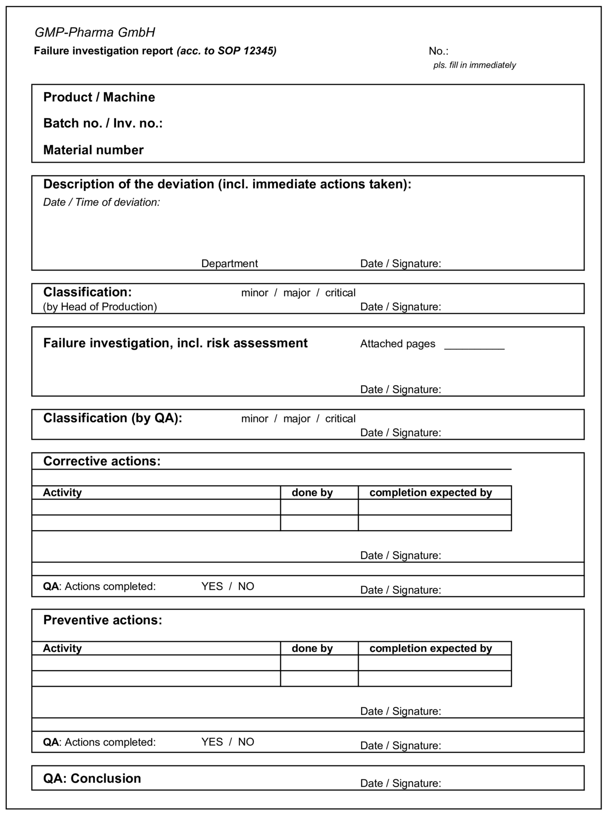 GMP LOGFILE: Leitartikel – GMP Verlag: Failure Investigation Report Intended For Failure Investigation Report Template