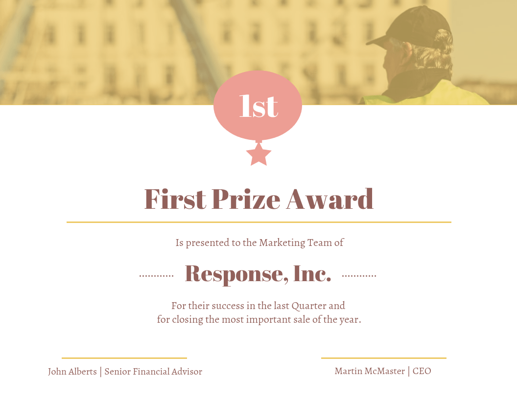 Gold First Prize Award Certificate Template Pertaining To First Place Award Certificate Template