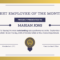 Golden Best Employee Certificate  Certificate Template Pertaining To Best Employee Award Certificate Templates