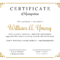 Golden Certificate Of Recognition Template With Certificate For Years Of Service Template