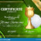 Golf Certificate Diploma With Golden Cup Vector
