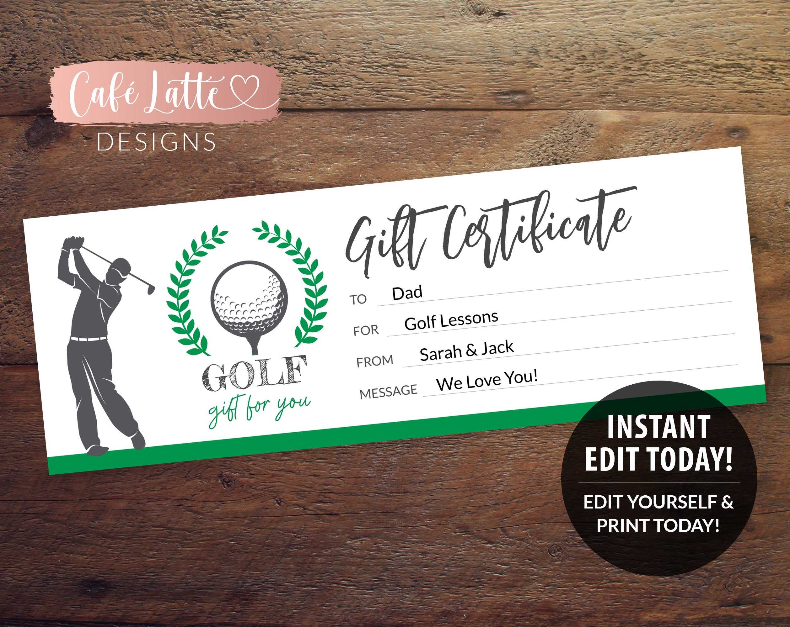 GOLF Geschenkgutschein Editierbare Vorlage druckbar - Etsy Österreich Inside Golf Certificate Templates For Word