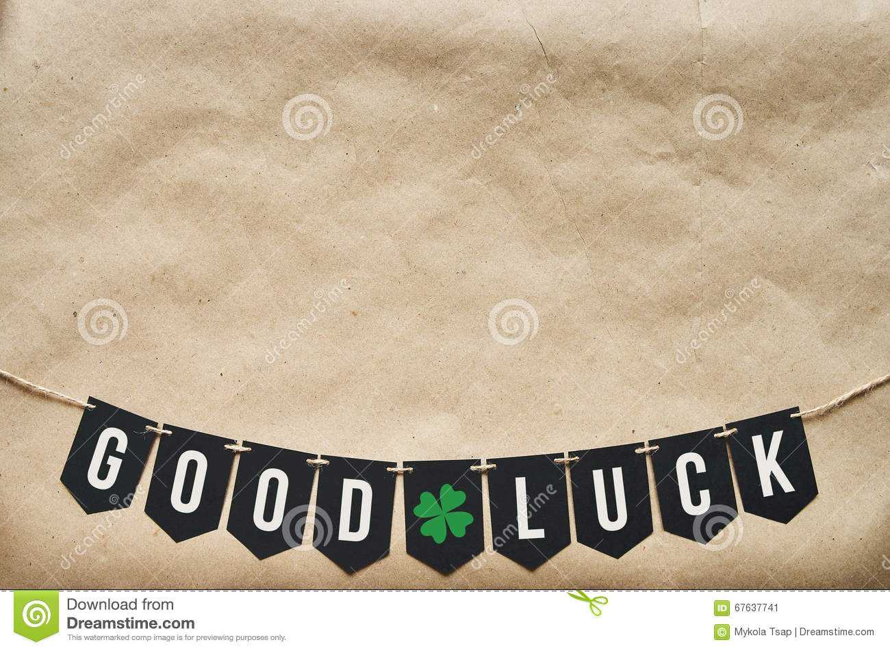 GOOD LUCK banner lettering stock image