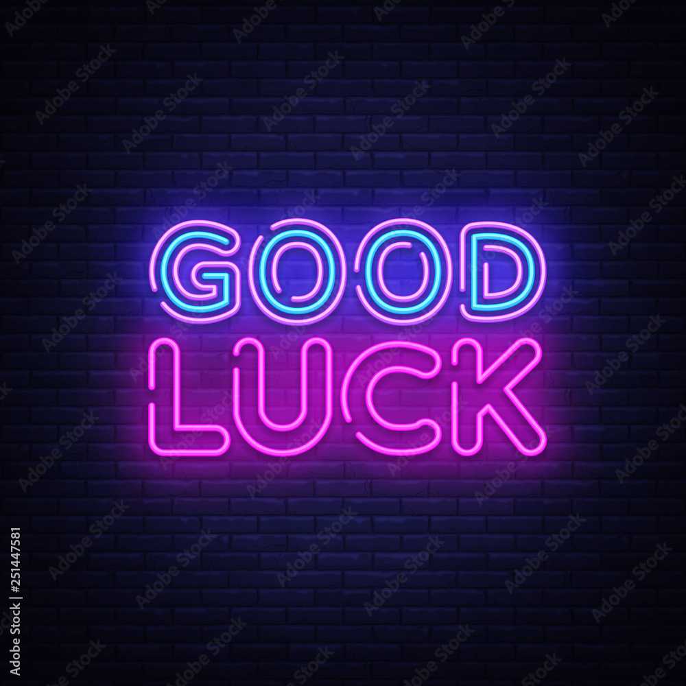 Good luck neon sign vector