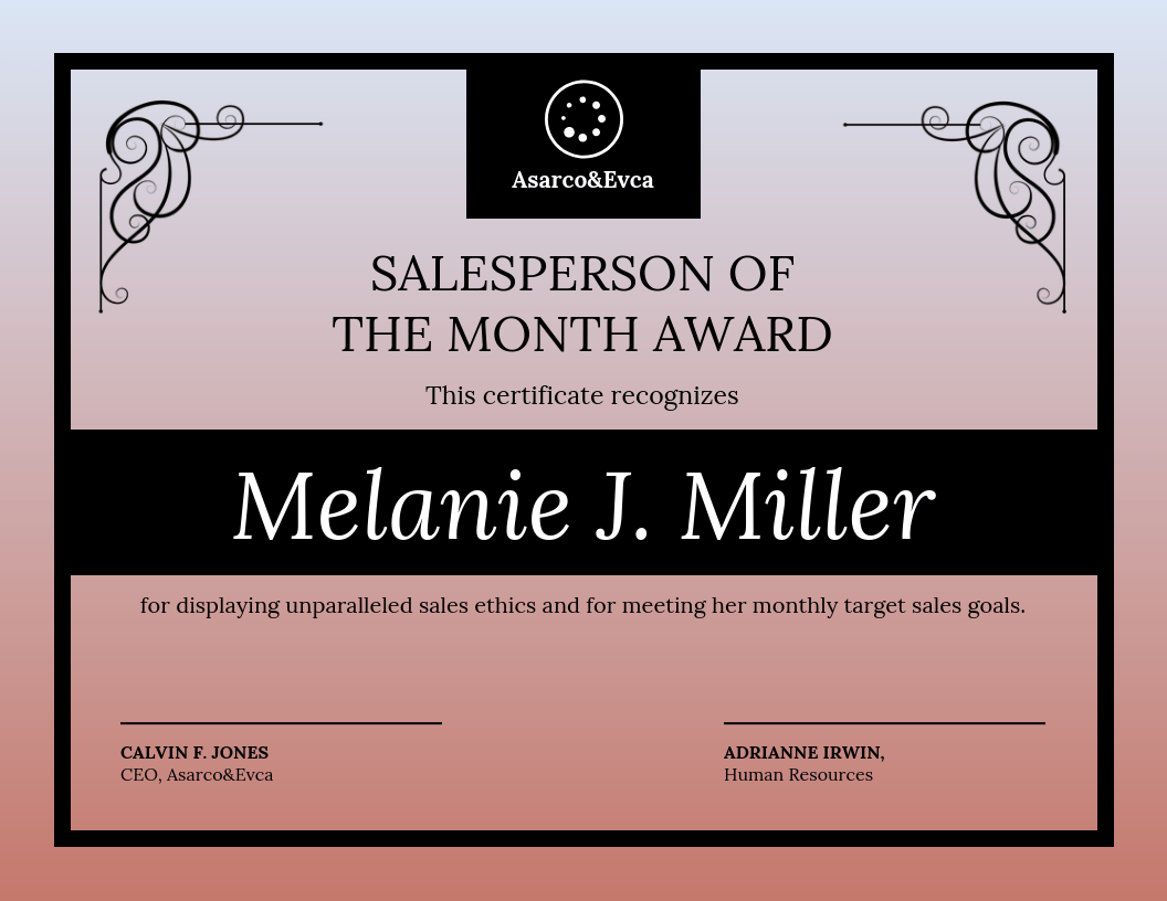 Gradient Sales Employee Recognition Certificate Template Intended For Sales Certificate Template Gradient Sales Employee Recognition Certificate Template Intended For Sales Certificate Template