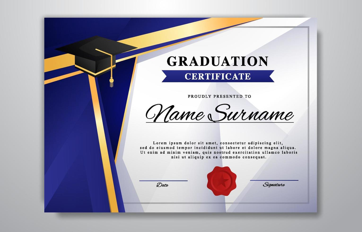 Graduation Certificate Template 10 Vector Art at Vecteezy In Graduation Gift Certificate Template Free