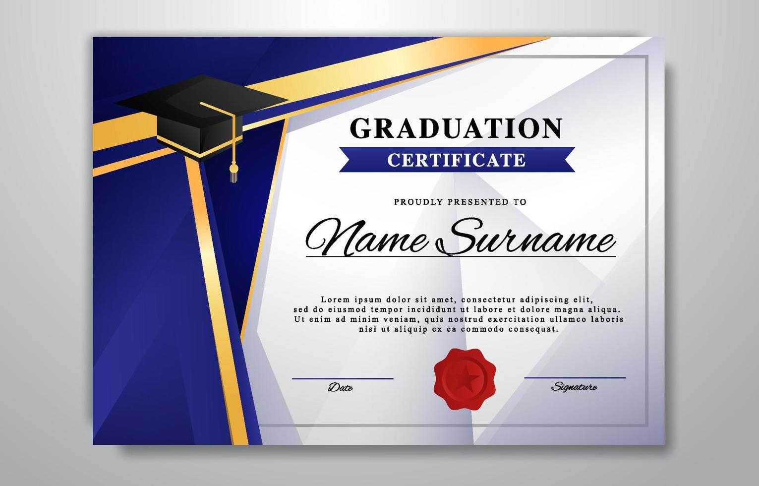 Graduation Certificate Template 10 Vector Art At Vecteezy In Graduation Gift Certificate Template Free