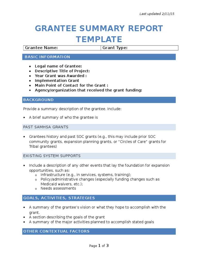 Grant Summary Report Template Draft  PDF  Grant (Money)  Governance Intended For Funding Report Template