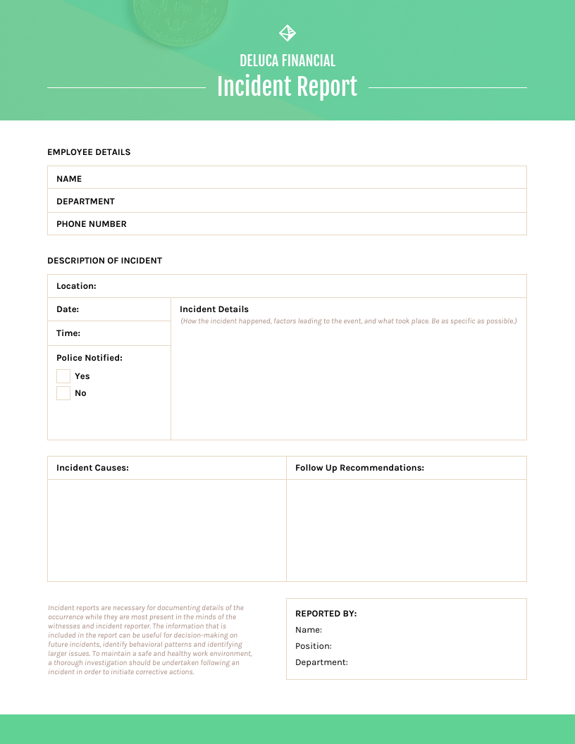 Green Incident Report Template