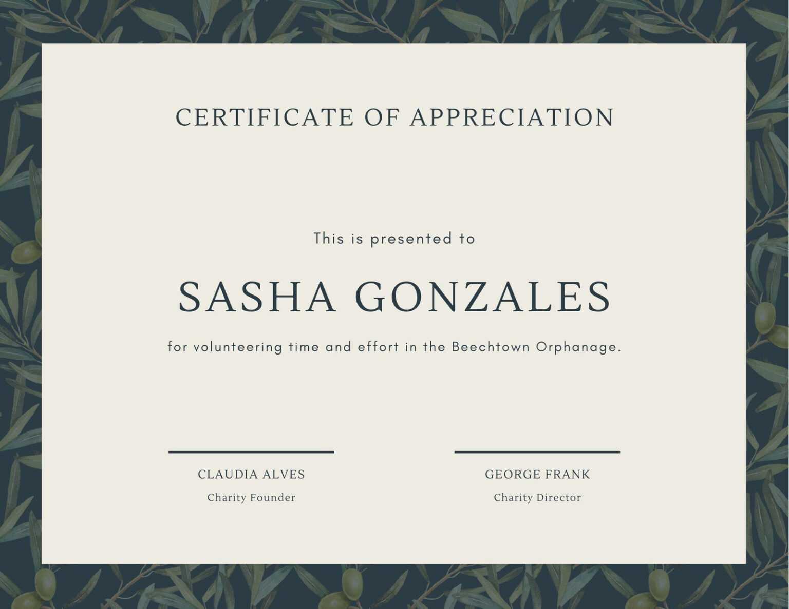 Volunteer Award Certificate Template – Rebeccachulew.com