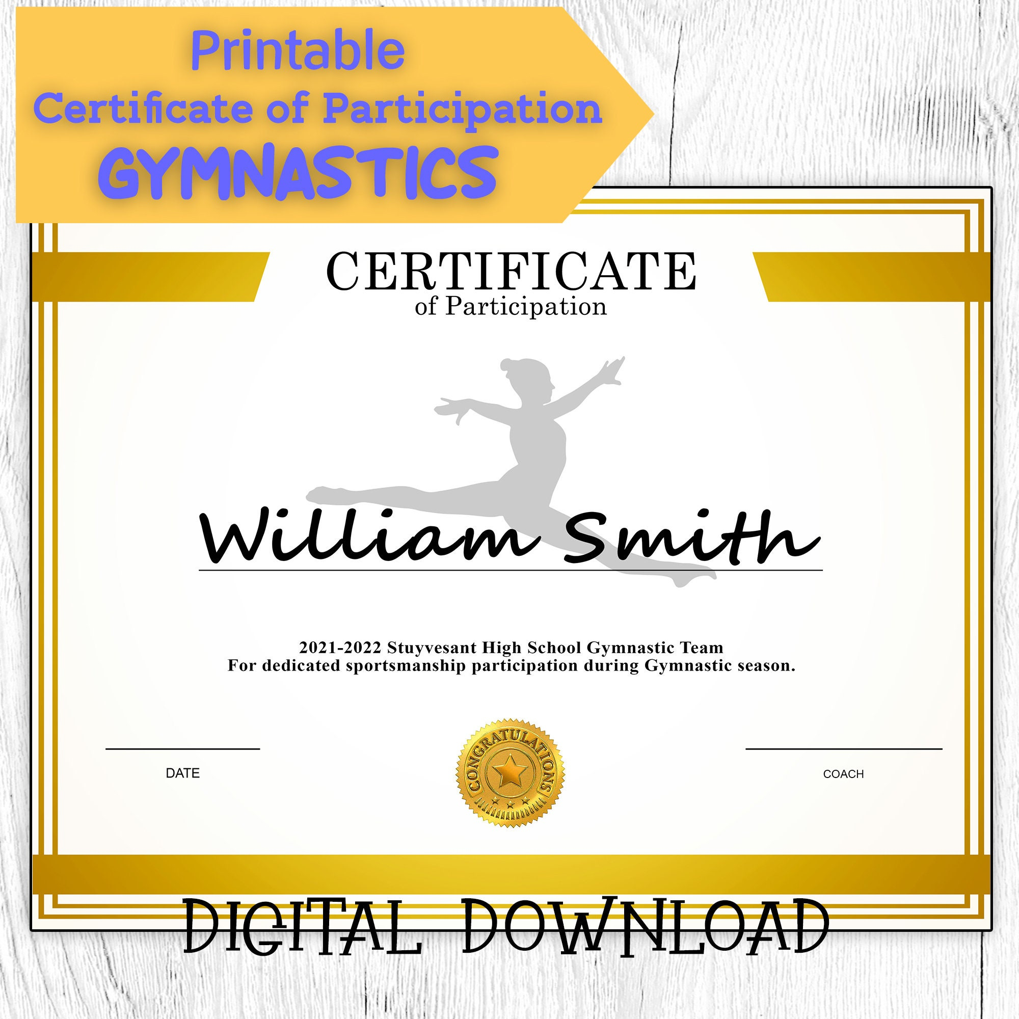 Gymnastics awards - Etsy Österreich With Gymnastics Certificate Template