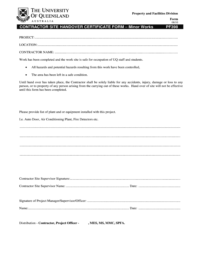 Handing Over Taking Over Format Ms Word - Fill Online, Printable  With Handover Certificate Template