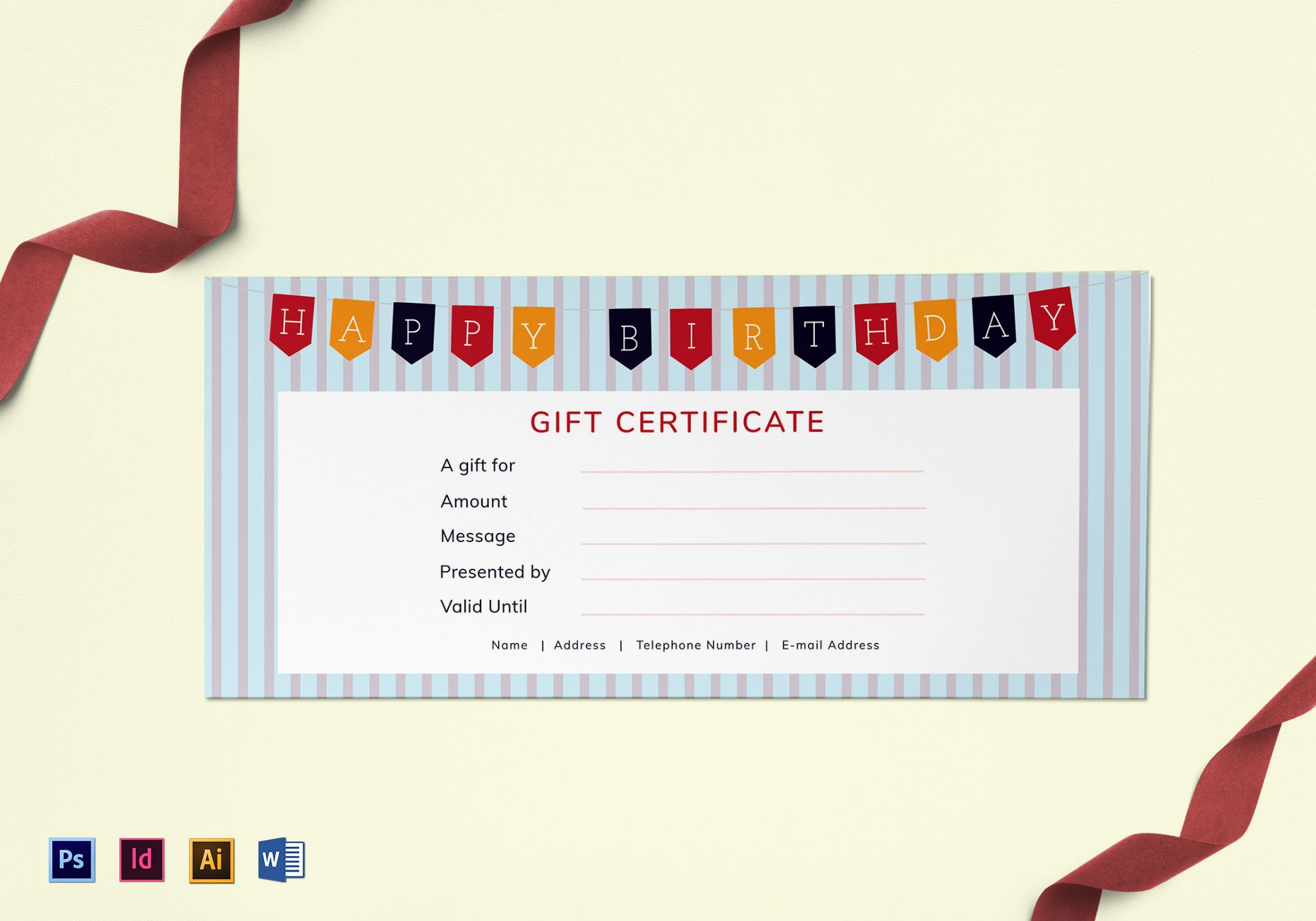 Happy Birthday Gift Certificate Design Template in PSD, Word  In Gift Certificate Template Indesign