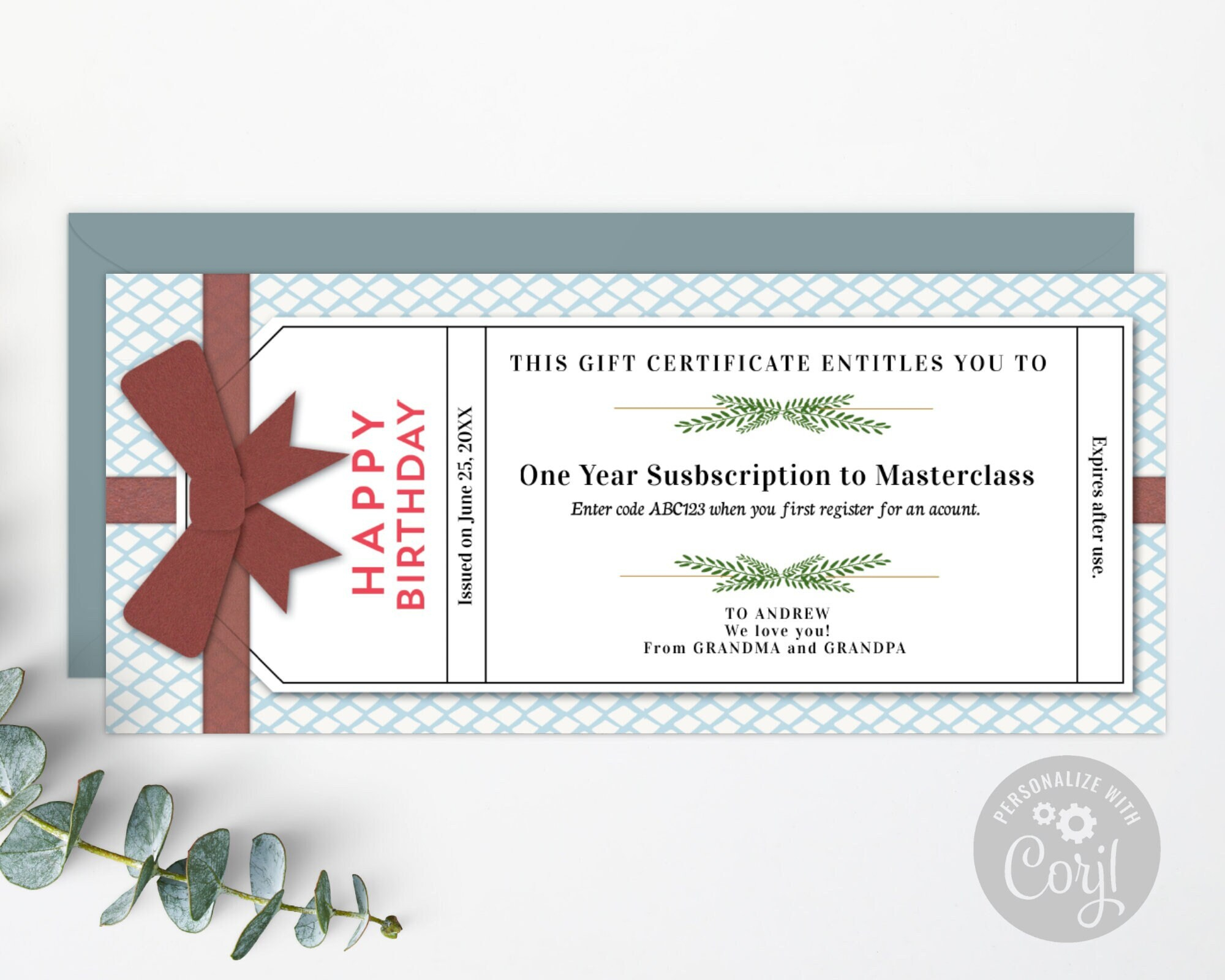 Happy Birthday Gift Certificate Template / Editable Birthday – Etsy Regarding This Entitles The Bearer To Template Certificate