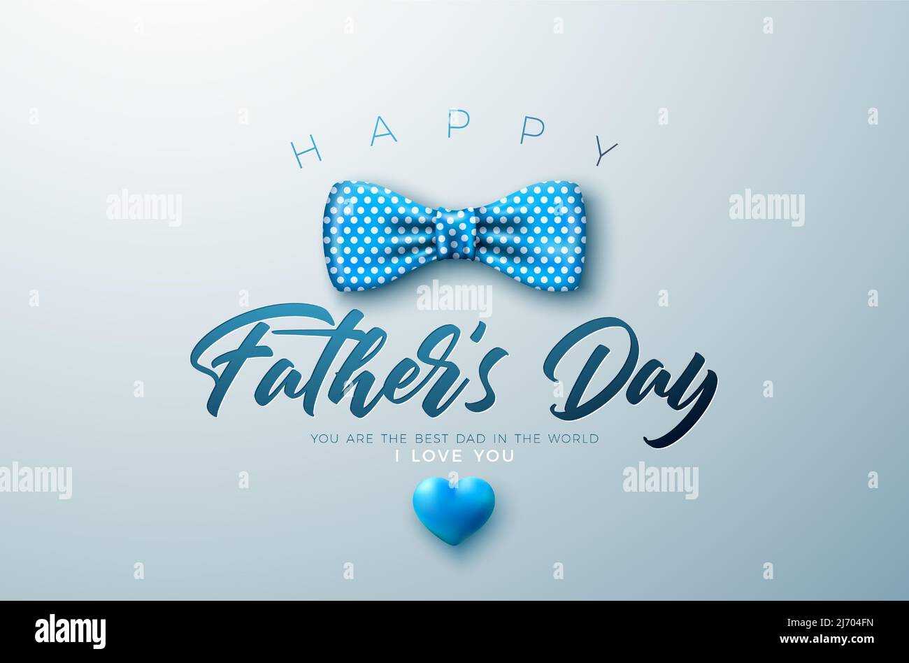 Happy Father’s Day Greeting Card Design With Bow Tie And Heart On  In Tie Banner Template