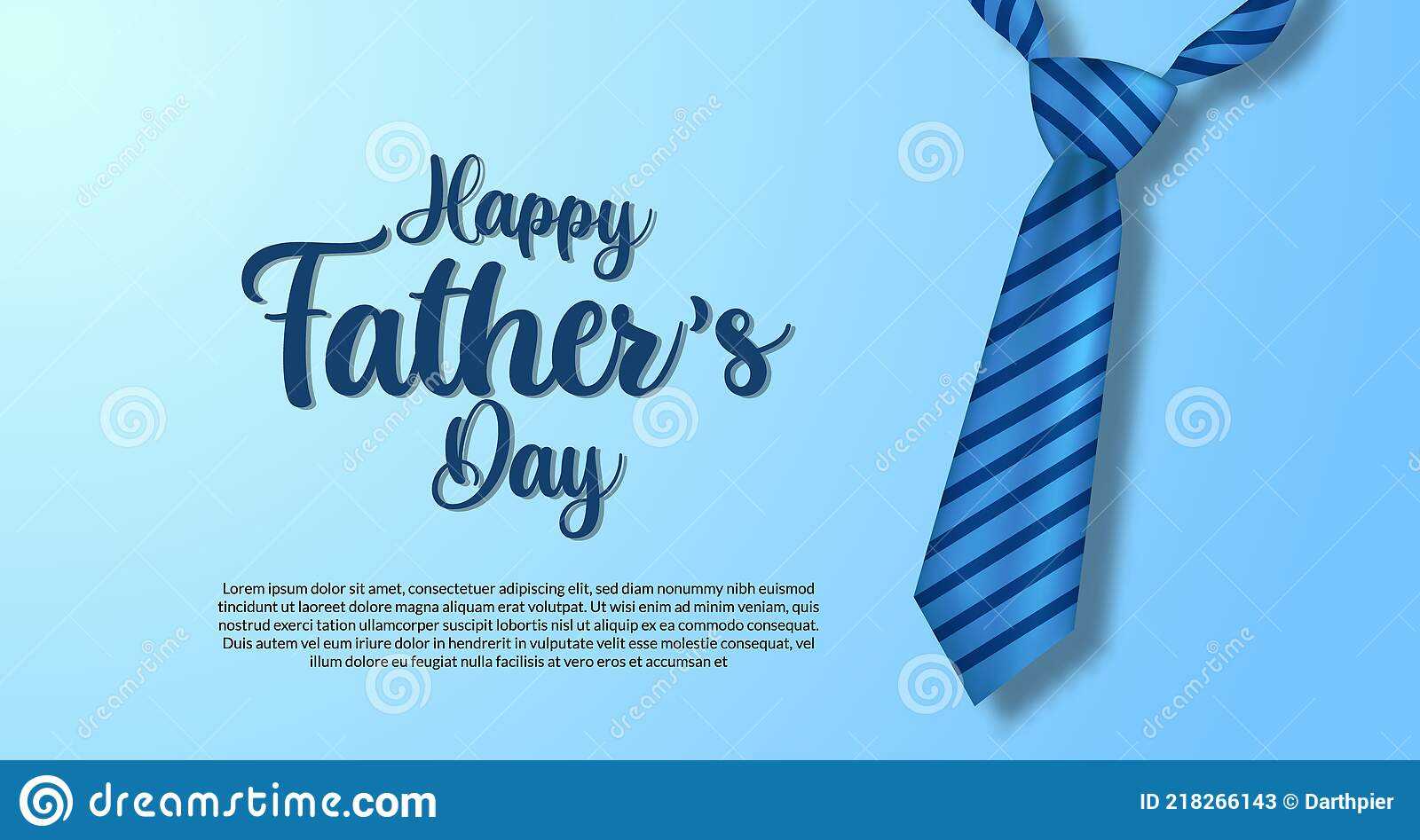 Happy Father`s Day Poster Banner Template With Present Blue Tie  In Tie Banner Template