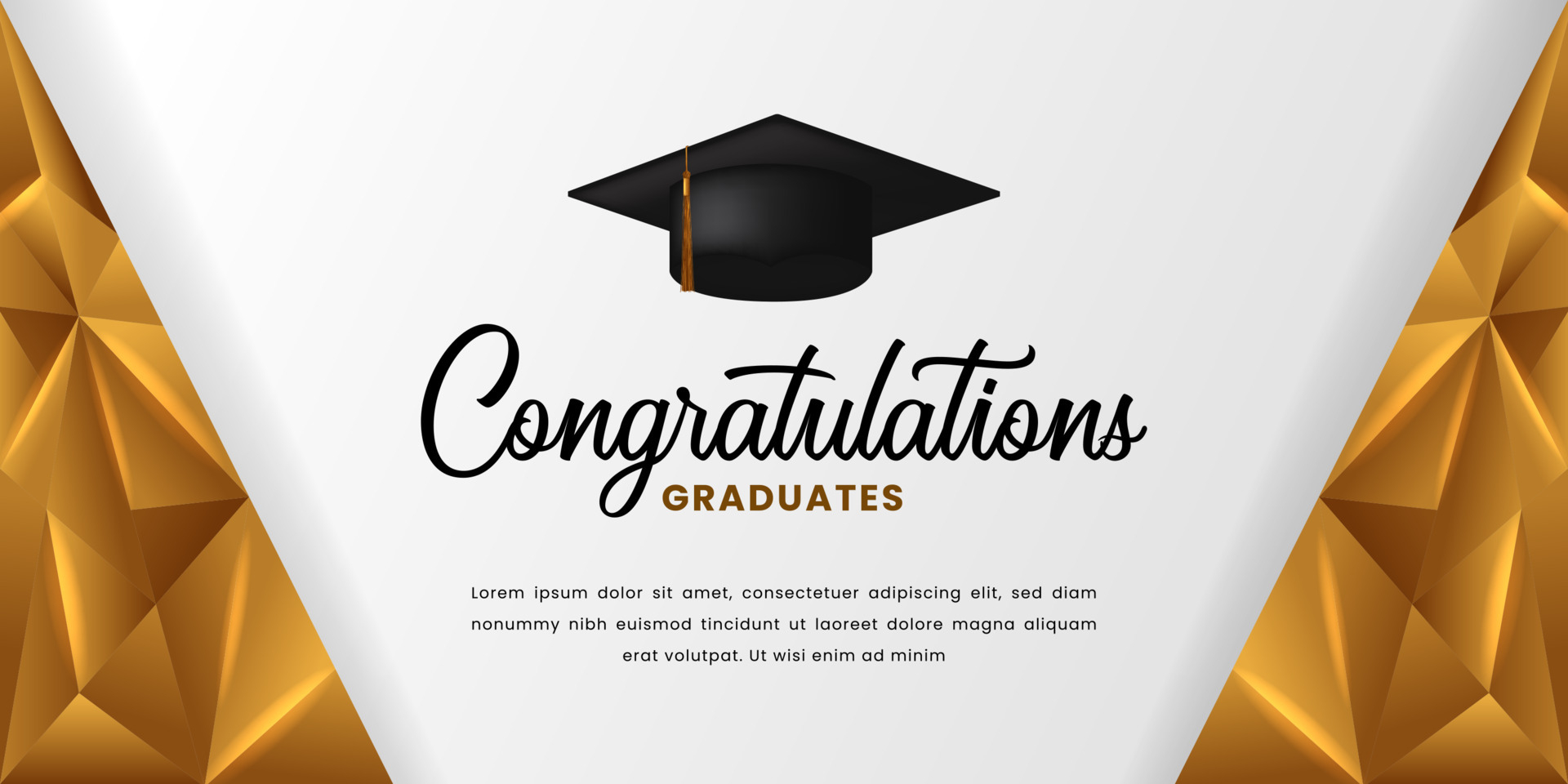 Happy graduation congratulation with 10d graduation cap and golden