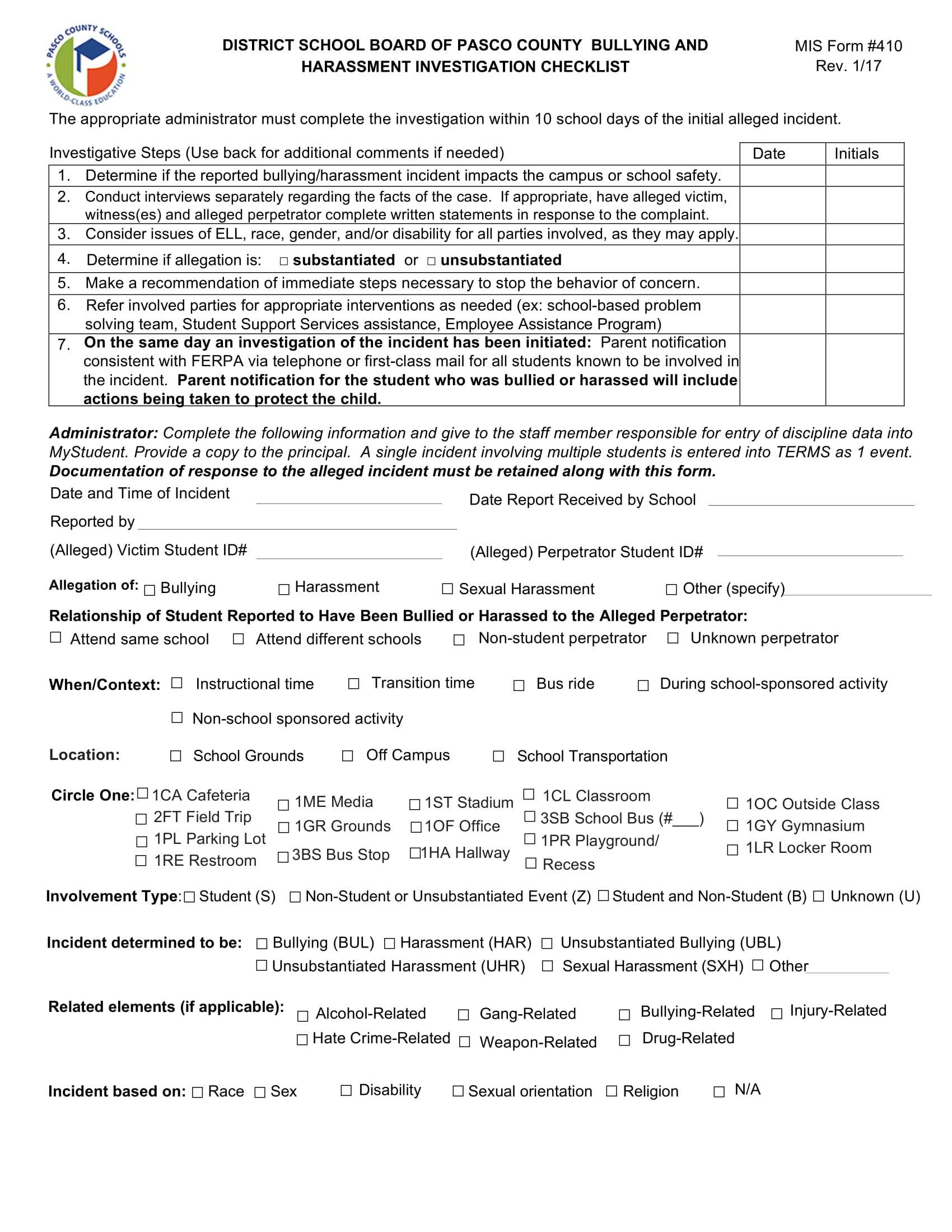 Harassment Investigation Checklist – 10+ Examples, Format, Pdf  Intended For Sexual Harassment Investigation Report Template