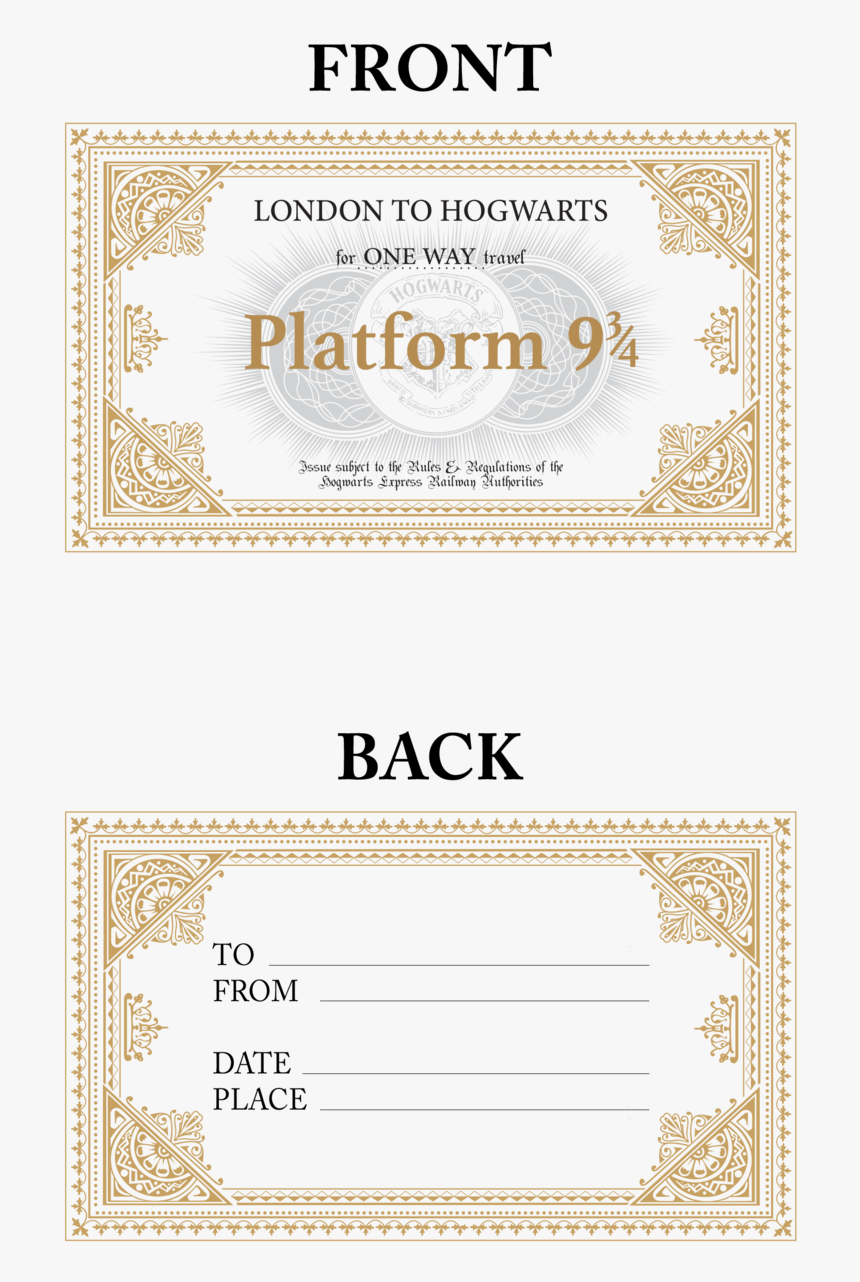 Harry Potter Free Printable Invites, HD Png Download , Transparent  Pertaining To Harry Potter Certificate Template