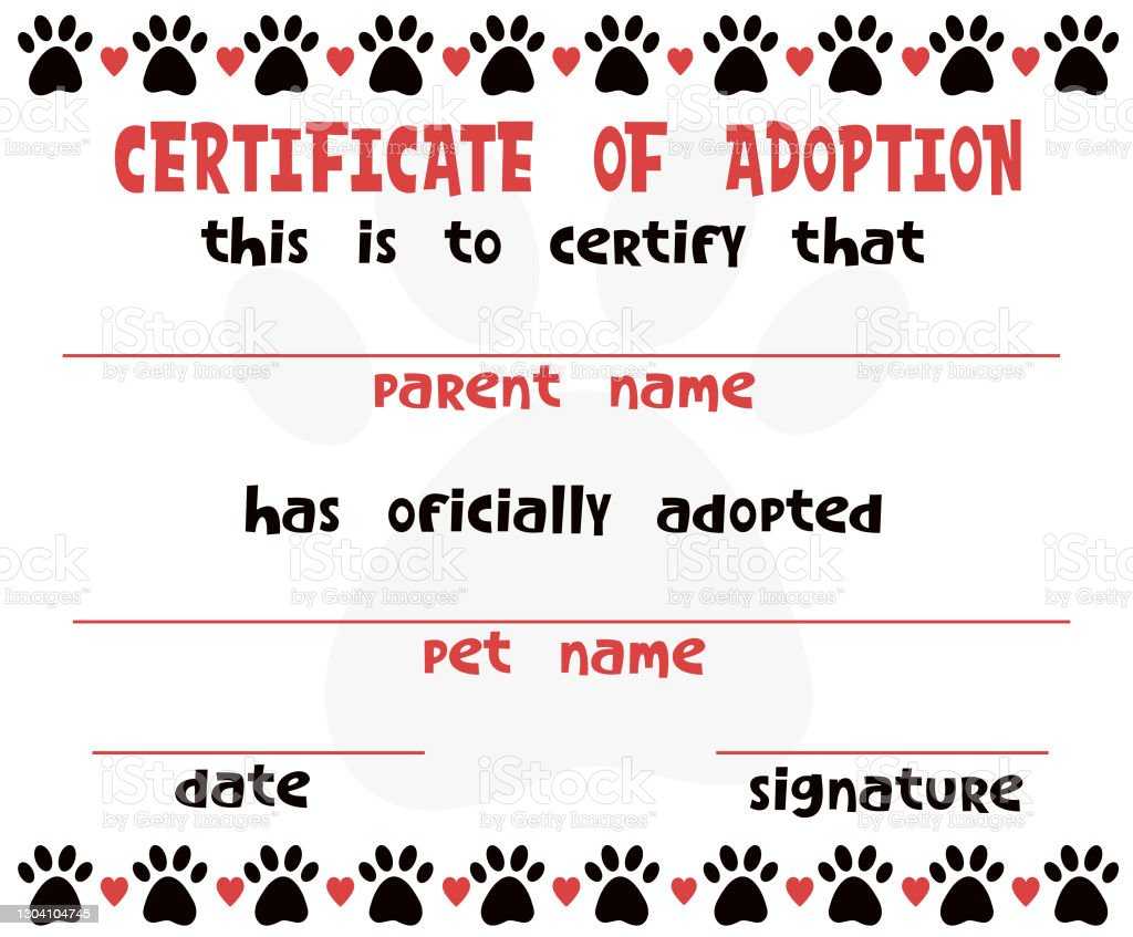 Haustier Adoption Zertifikat Vektorvorlagedesign Katze Oder Hund  With Pet Adoption Certificate Template