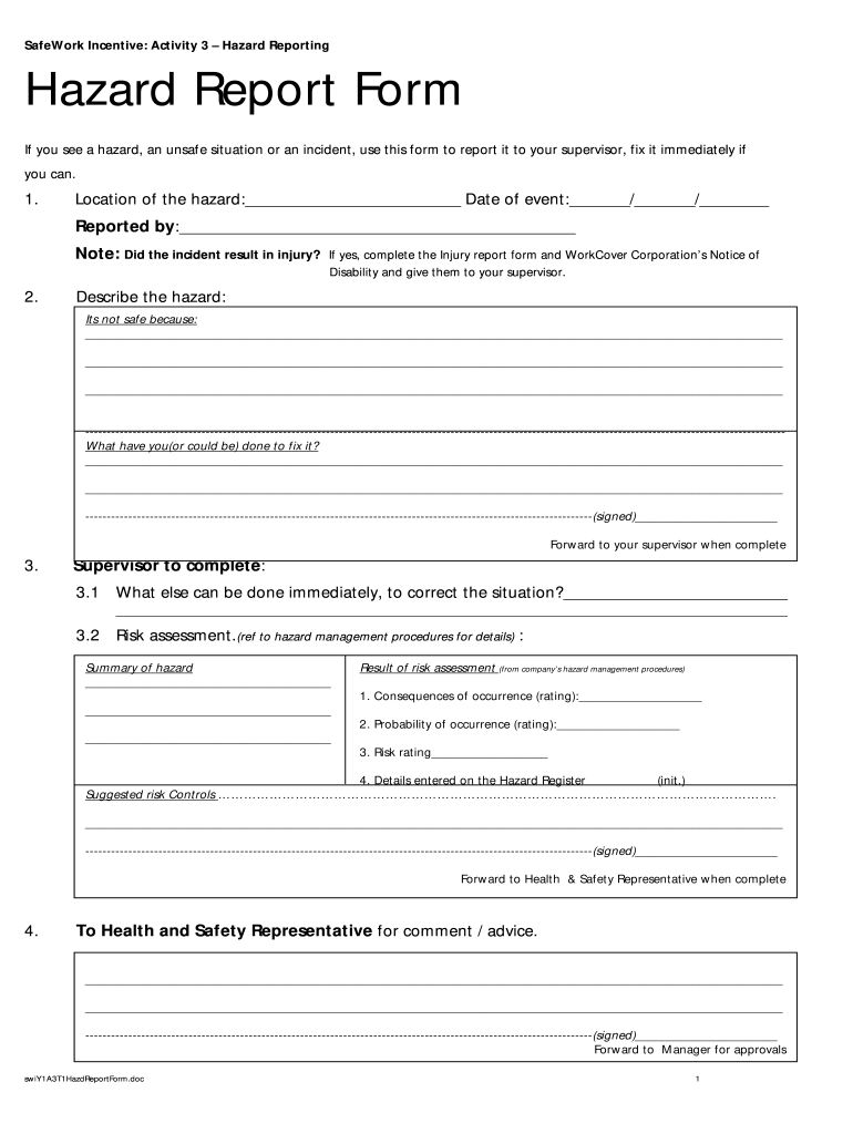 hazard report form: Fill out & sign online  DocHub Inside Hazard Incident Report Form Template