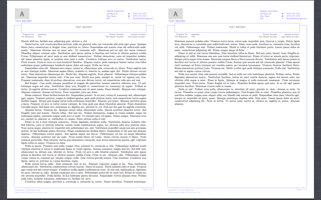 Header Footer – Reproduction Of Word Report Template In LaTeX  Intended For Latex Project Report Template