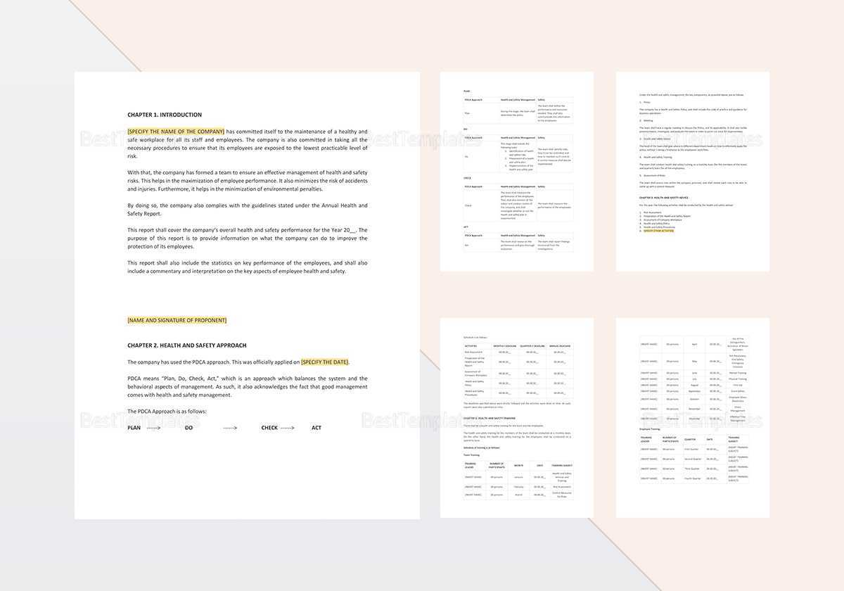 Health and Safety Annual Report Template in Word, Apple Pages Intended For Annual Health And Safety Report Template