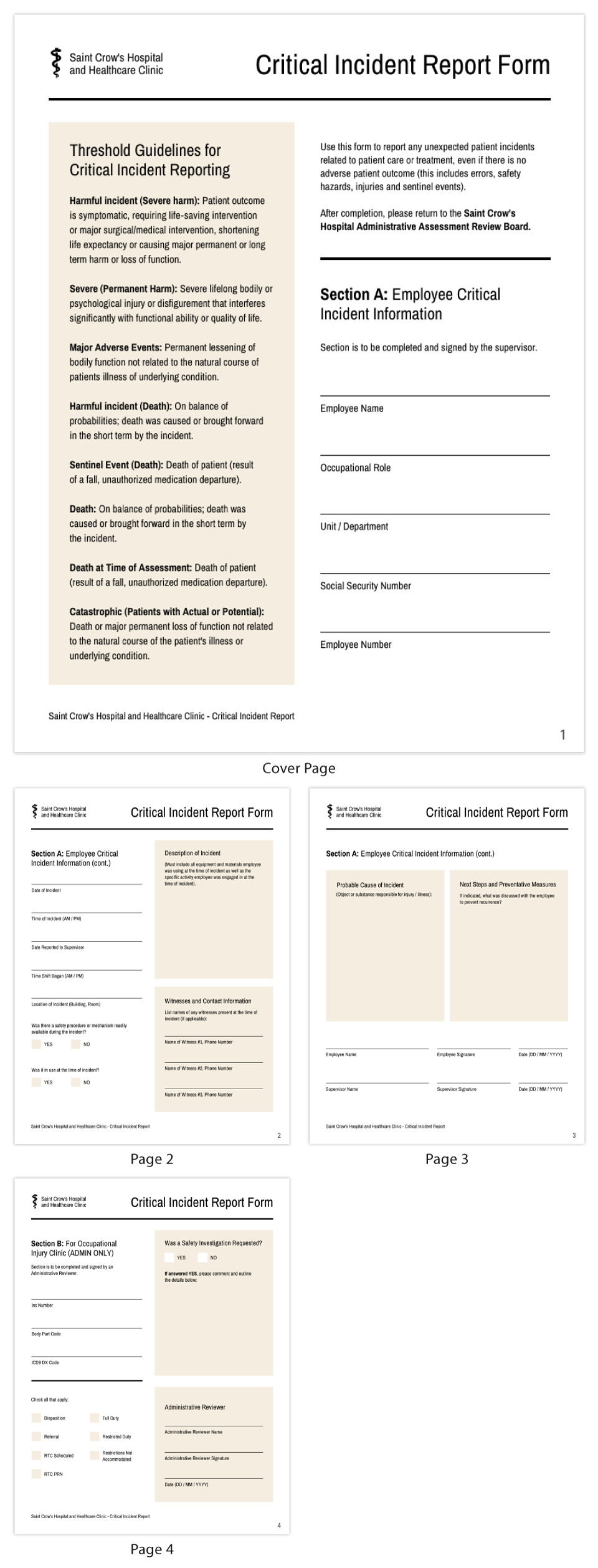 Healthcare Employee Critical Incident Report Template Inside Serious Incident Report Template