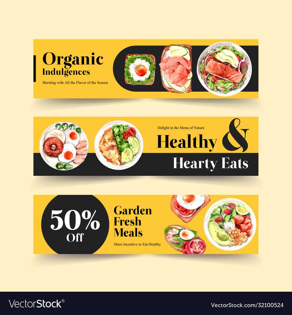 Healthy food banner template design Royalty Free Vector Regarding Food Banner Template