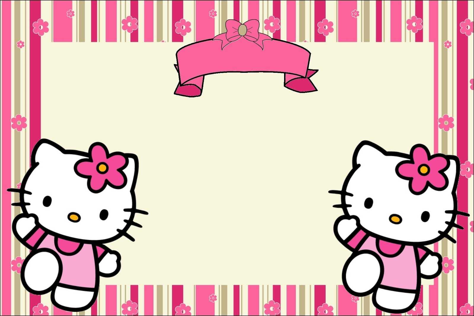 Hello Kitty With Flowers: Free Printable Invitations