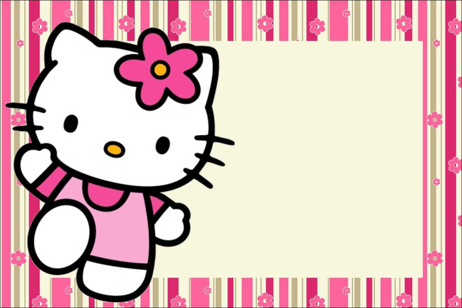 Hello Kitty with Flowers: Free Printable Invitations