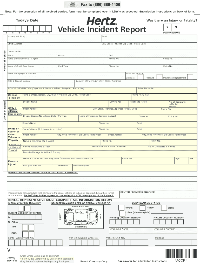 Hertz Incident Report: Fill Out & Sign Online  DocHub Inside Vehicle Accident Report Template