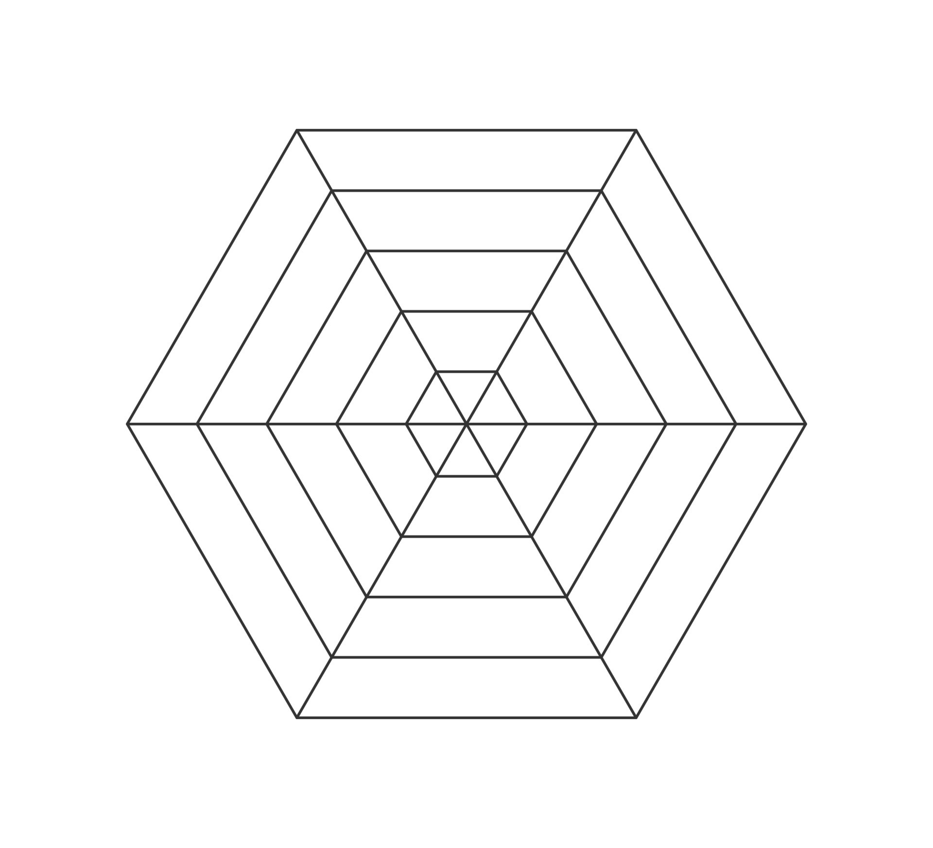 Hexagonal radar or spider diagram template. Hexagon graph