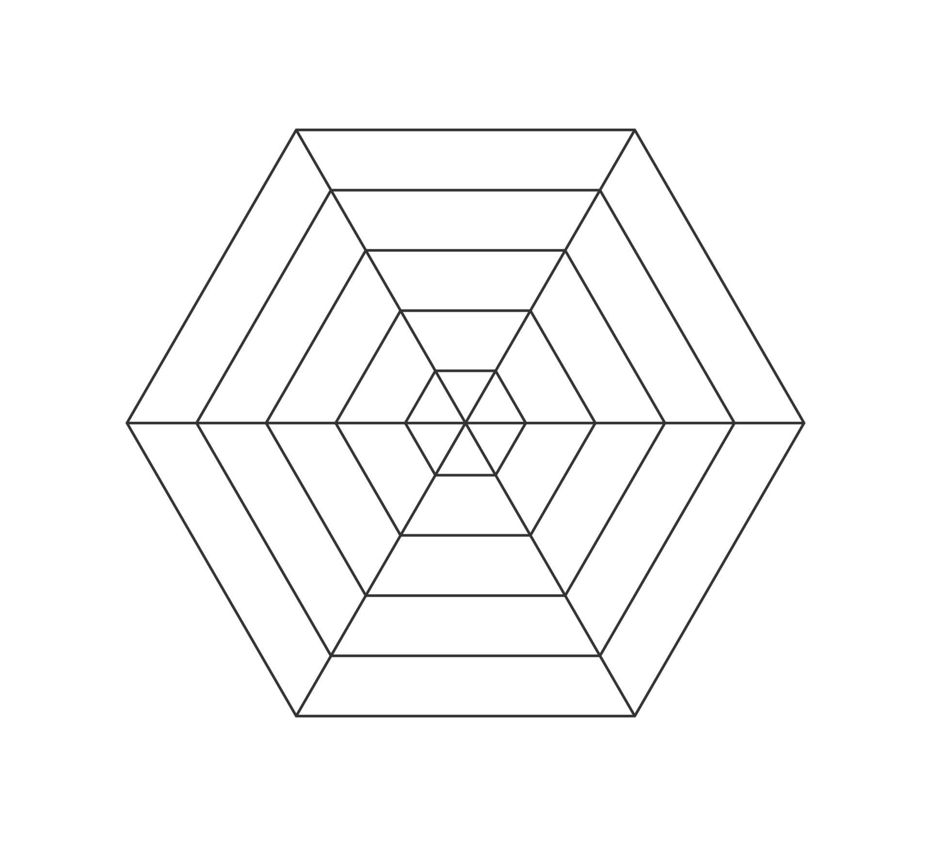 Hexagonal radar or spider diagram template. Hexagon graph
