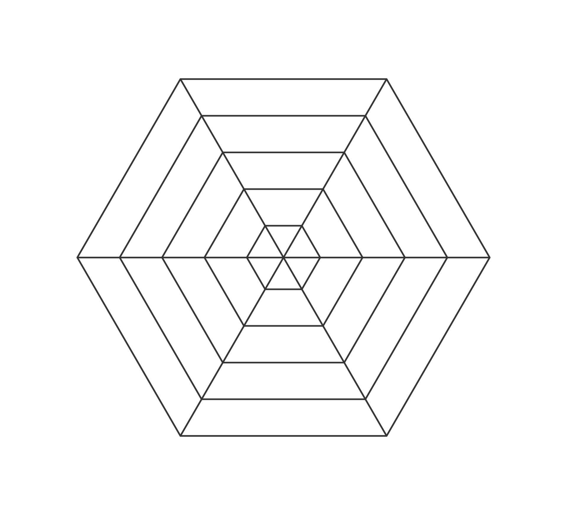 Hexagonal radar or spider diagram template. Hexagon graph