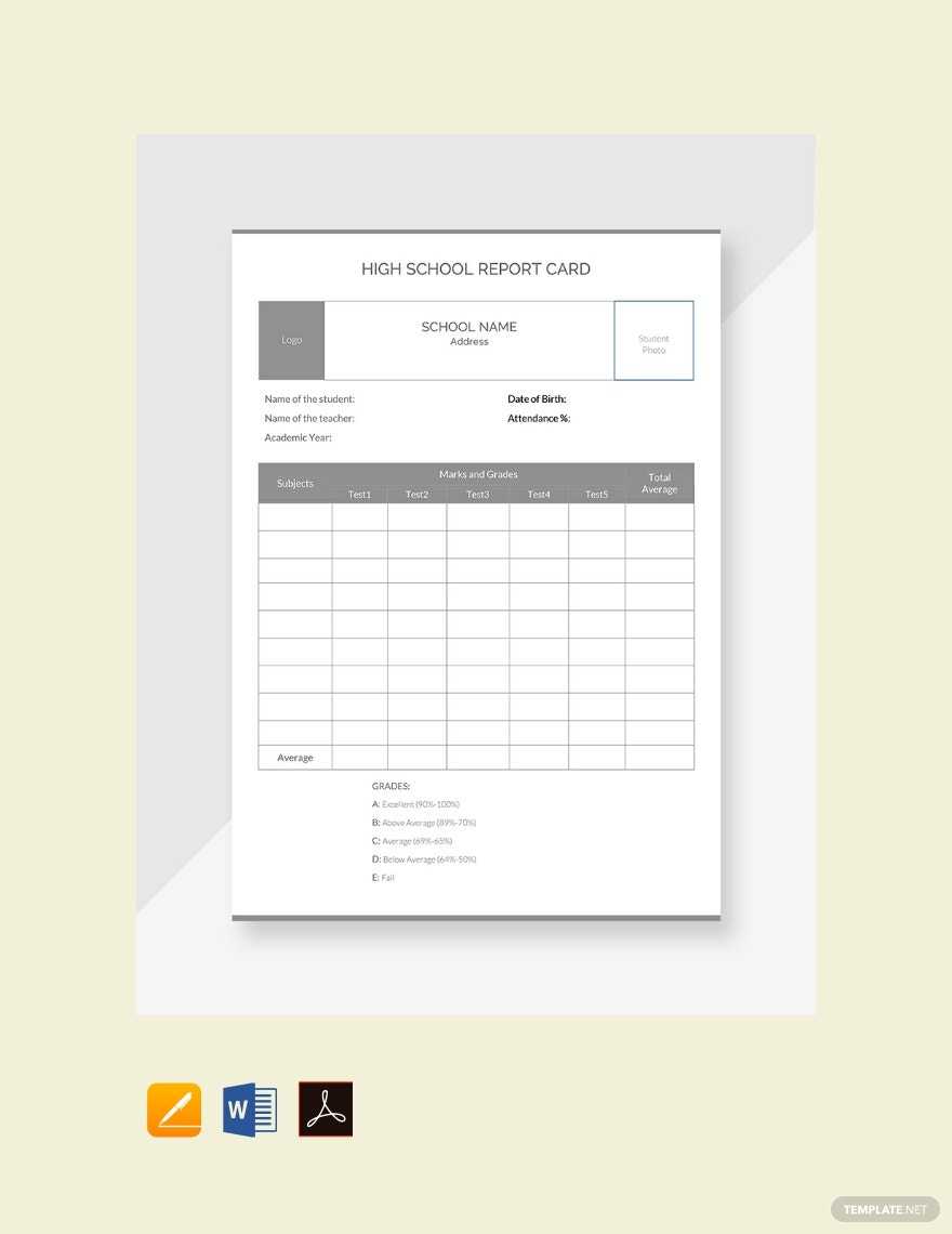 High School Report Card Template – Google Docs, Word, Apple Pages  Inside Fake Report Card Template