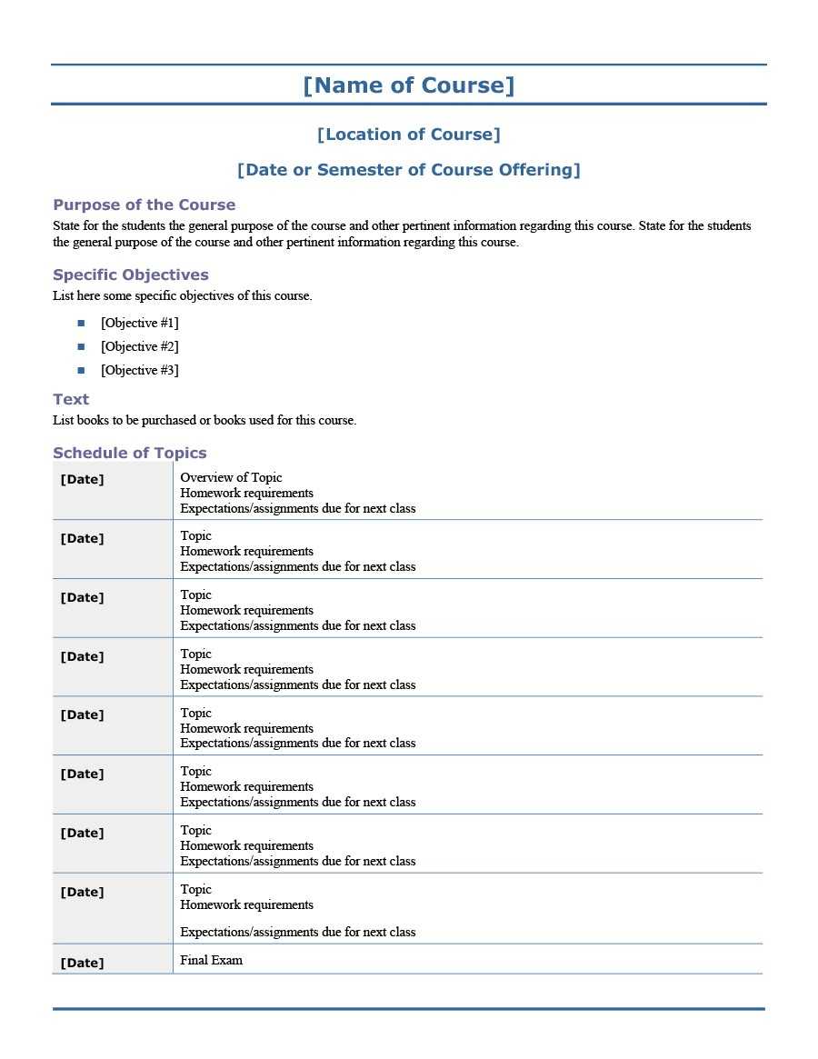 high school syllabus template pdf With Regard To Blank Syllabus Template