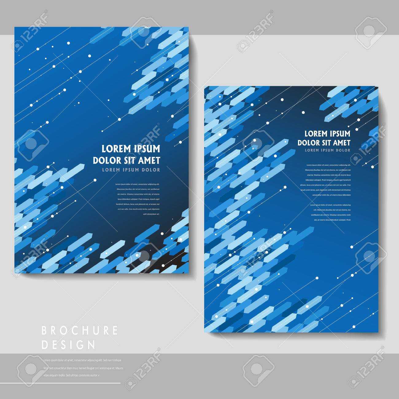 High Tech Broschüre Template Design Mit Blauen Geometrischen  Within Technical Brochure Template