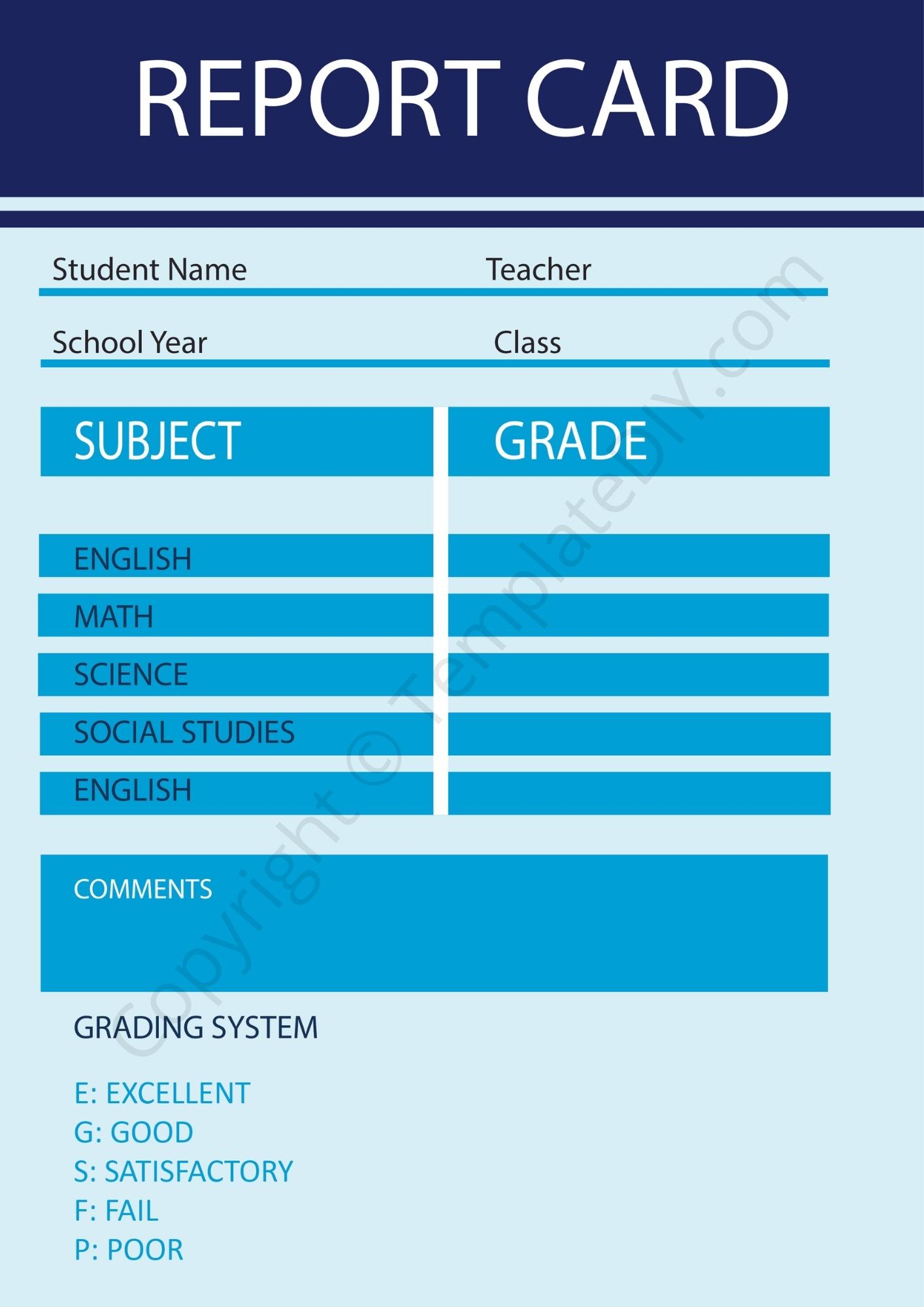 Homeschool Report Card Template Blank [PDF, Excel & Word] Intended For Blank Report Card Template