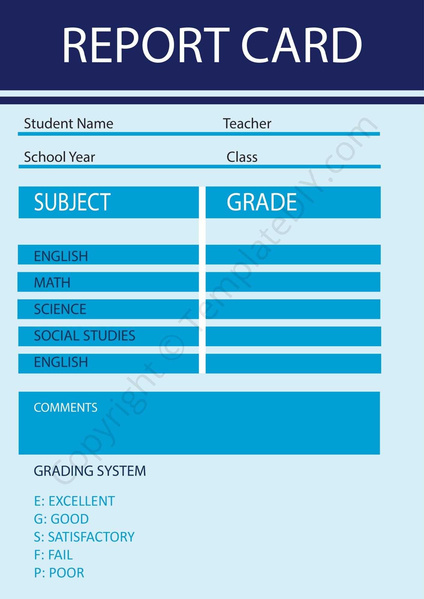 Homeschool Report Card Template Blank [PDF, Excel & Word] Intended For Homeschool Report Card Template Middle School